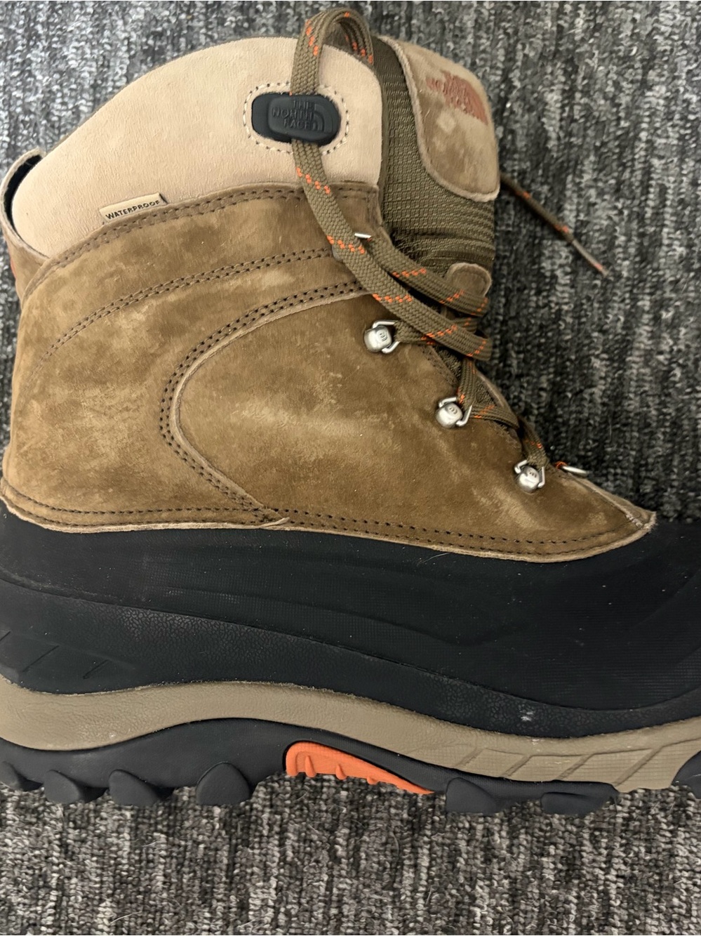 The North Face Men's Tan and Black Suede Waterproof Hiking Boots